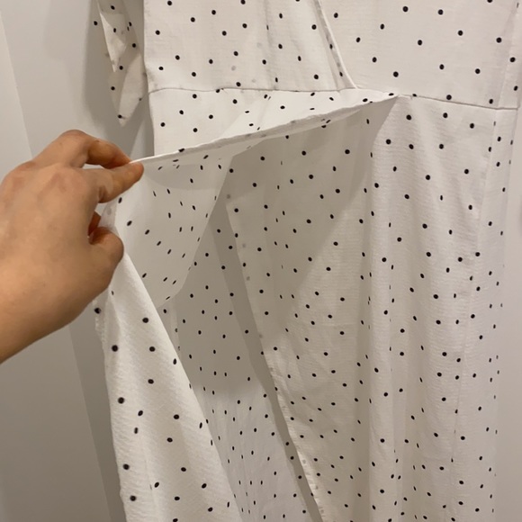 White polka dot wrap on style midi dress - Picture 3 of 4